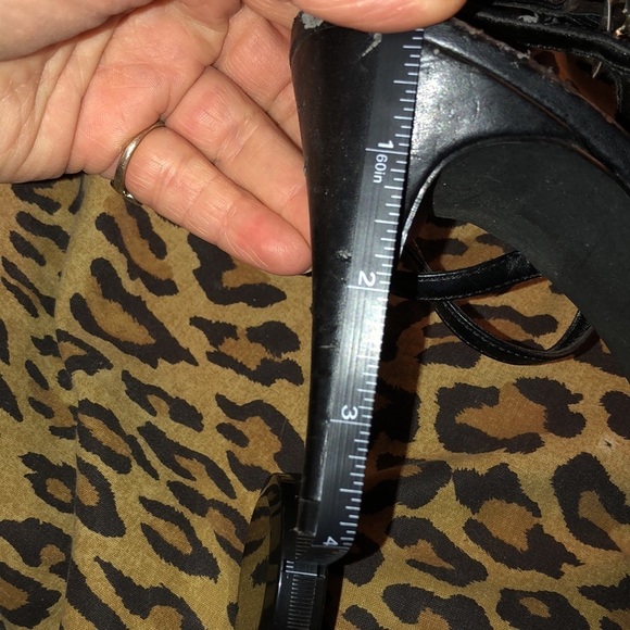 Bongo size 10 Black ankle Wrap platform Heel open toe sequin detail NWOT - Picture 6 of 9